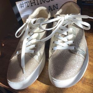 Kenneth Cole Gold Glitter Oxfords